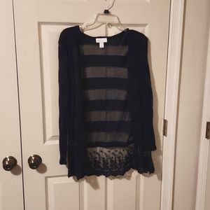 Navy Blue Maternity Cardigan with lace trim